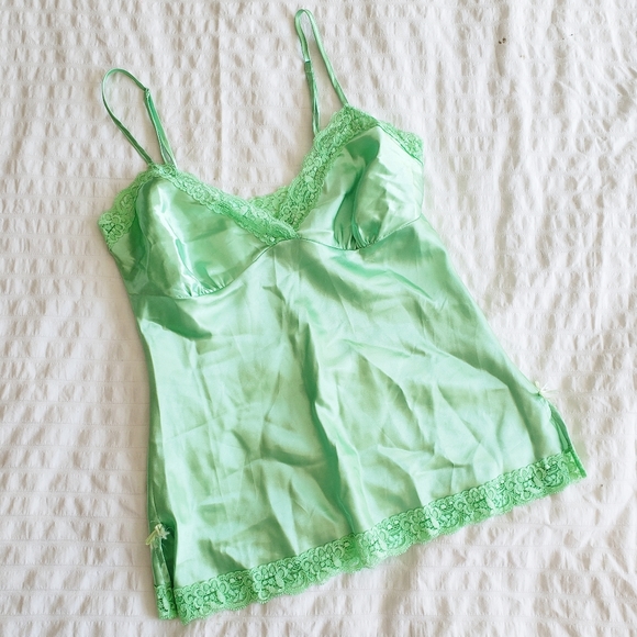 La Vie En Rose Silky Green Slip Top - Picture 1 of 6